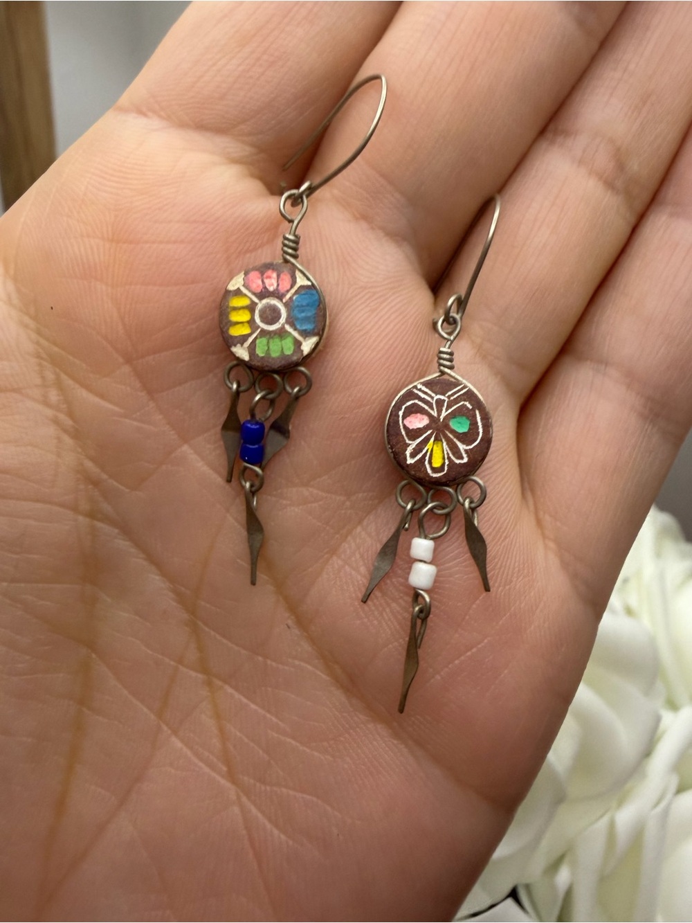 Vintage-Inspired Multicolor Enamel Drop Earrings - Women Jewelry